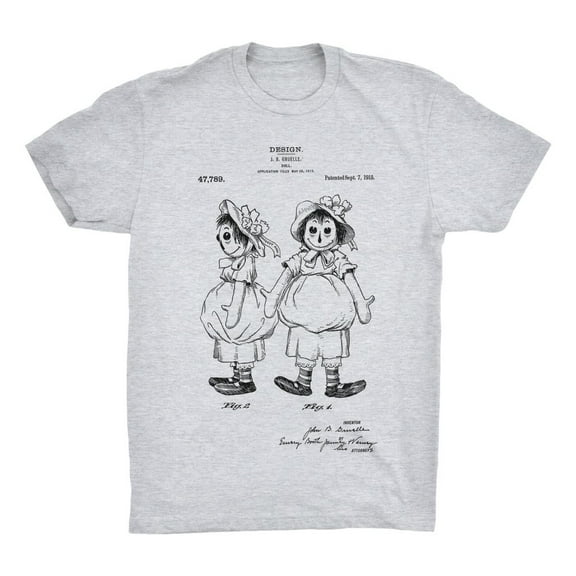 Mighty Circus Raggedy Ann Patent T-Shirt - Gray, Tripple Extra Large