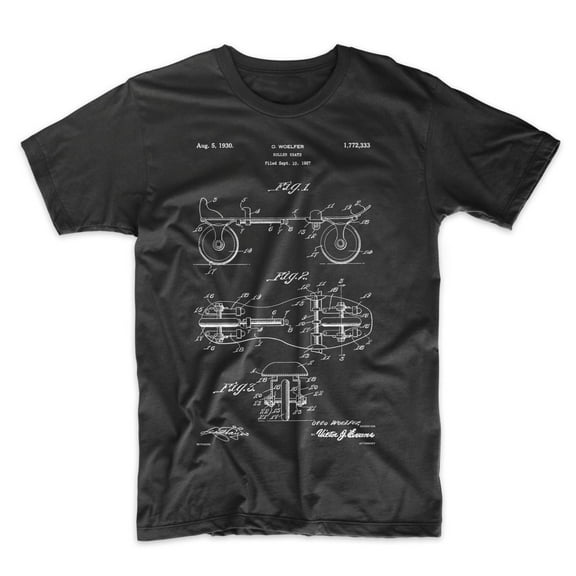 Mighty Circus Roller Skate Patent T-Shirt - Black, Tripple Extra Large