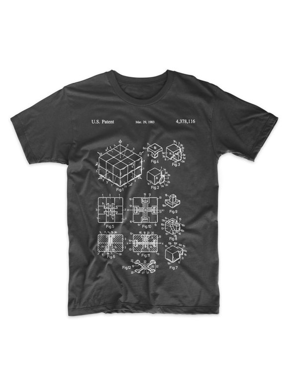 Rubik's Cube Patent T-Shirt - Black, Medium