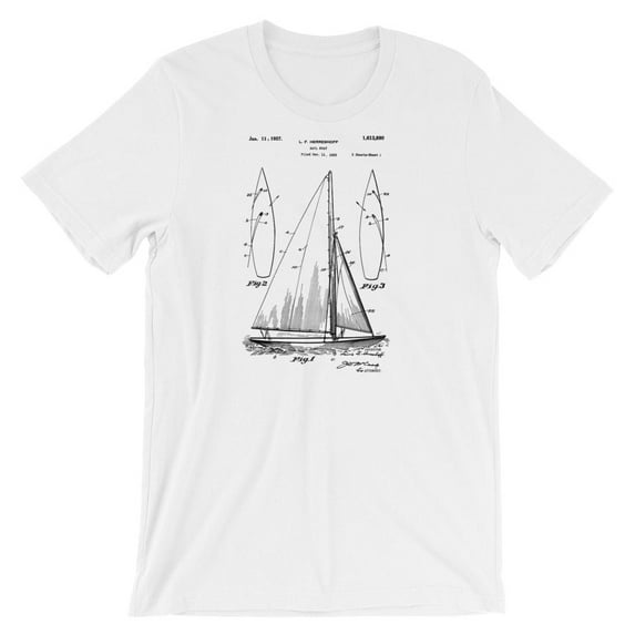Mighty Circus Sailboat Patent T-Shirt - White, Double Extra Large