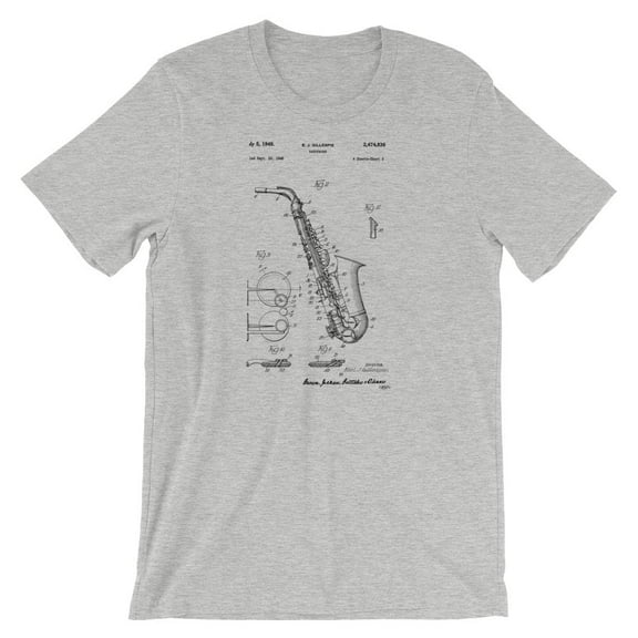 Mighty Circus Saxophone Patent T-Shirt - Gray, Small