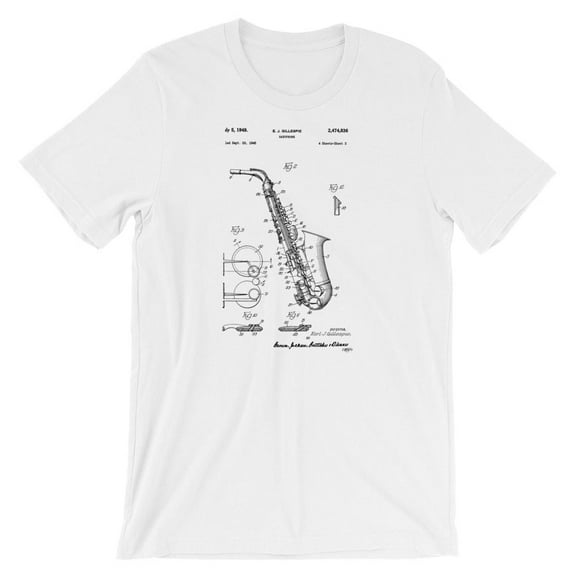 Mighty Circus Saxophone Patent T-Shirt - White, Large