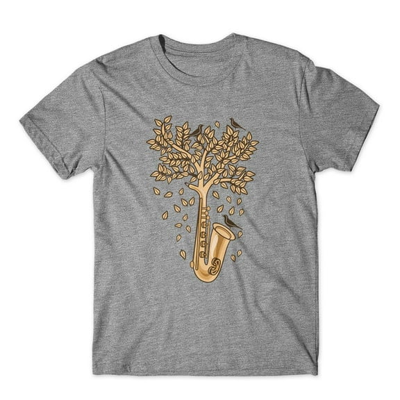 Mighty Circus Saxophone Tree T-Shirt 100% Cotton Premium Tee NEW - Gray, Extra Large