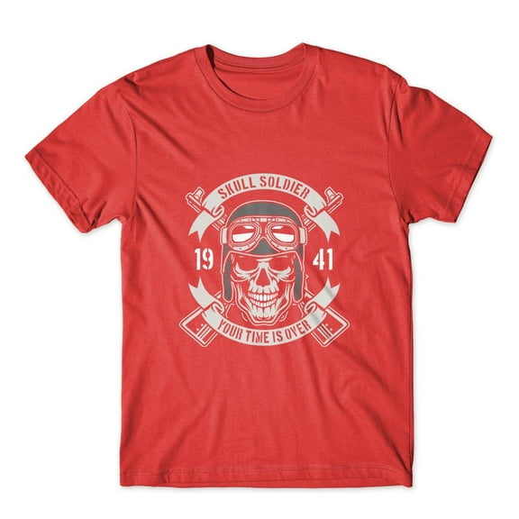 Mighty Circus Skull Soldier Your Time Is Over T-Shirt 100% Cotton Premium Tee NEW - Red, Large
