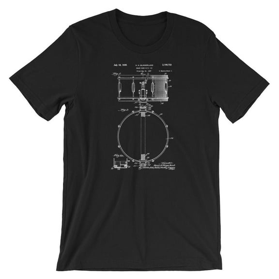 Mighty Circus Snare Drum Patent T-Shirt - Black, Medium