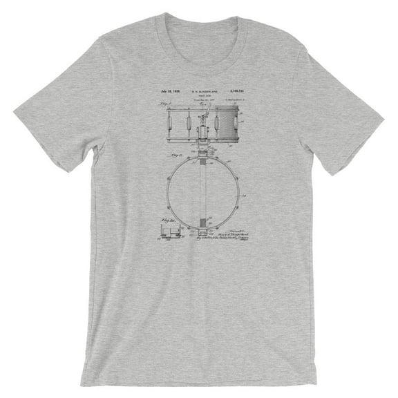 Mighty Circus Snare Drum Patent T-Shirt - Gray, Small