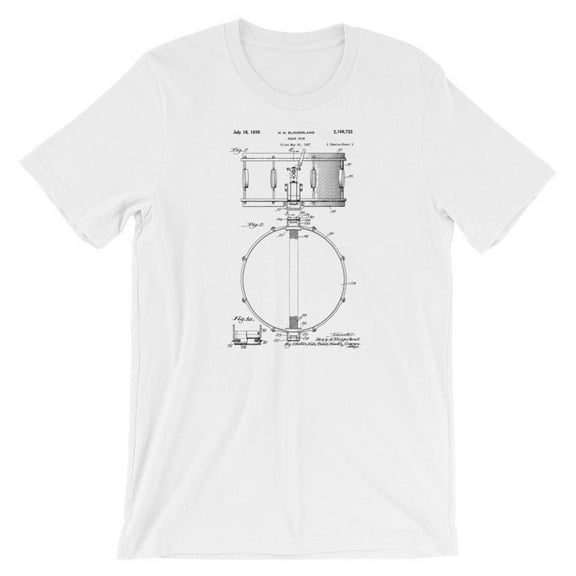 Mighty Circus Snare Drum Patent T-Shirt - White, Medium