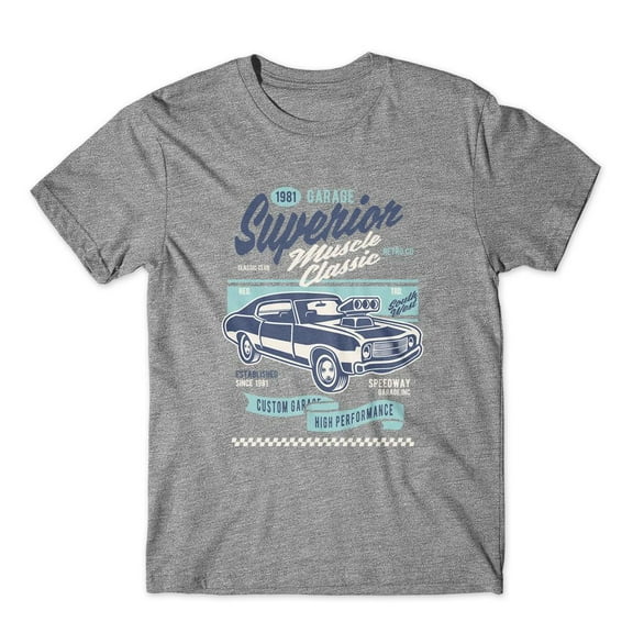 Mighty Circus Superior Muscle Car Classic T-Shirt 100% Cotton Premium Tee NEW - Gray, Small