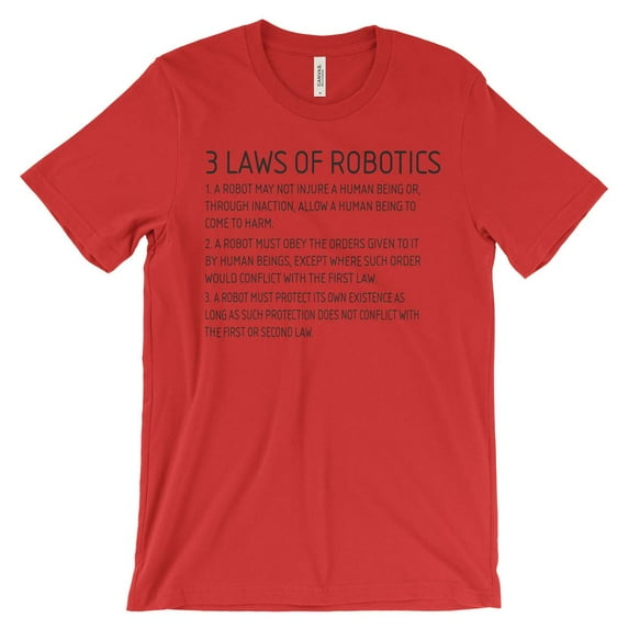 Mighty Circus Three Laws of Robotics T-Shirt - Red, Double Extra Large