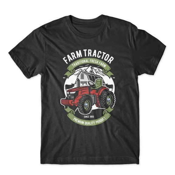 Mighty Circus Traditional Farm Tractor T-Shirt 100% Cotton Premium Tee NEW - Black, Medium