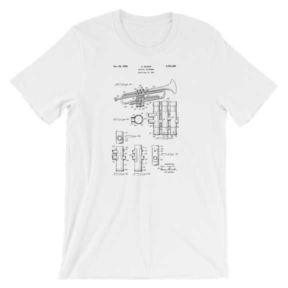 Mighty Circus Trumpet Patent T-Shirt - White, Extra Large