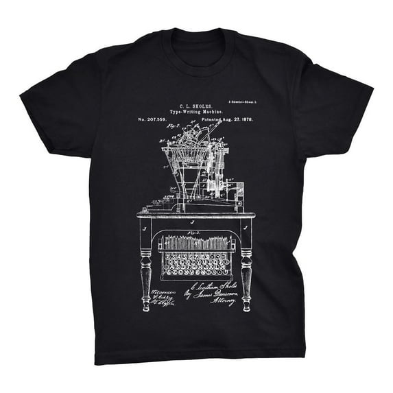 Mighty Circus Typewriter Patent T-Shirt - Black, Extra Large