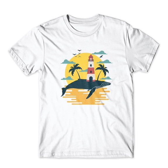 Mighty Circus Whale Lighthouse T-Shirt 100% Cotton Premium Tee NEW - White, Extra Large