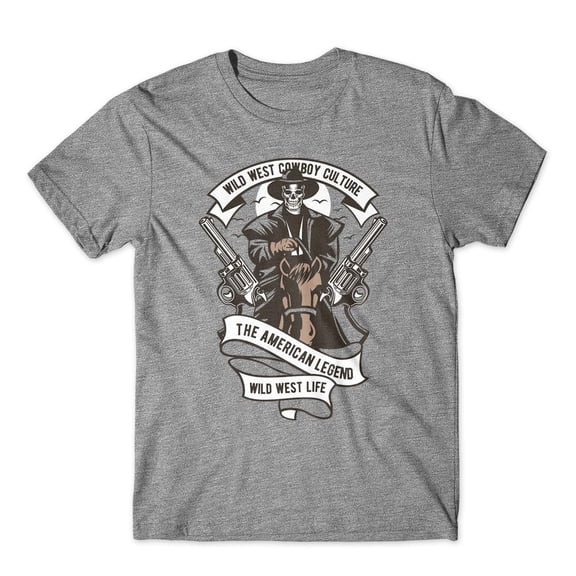 Mighty Circus Wild West Cowboy T-Shirt 100% Cotton Premium Tee NEW - Gray, Small