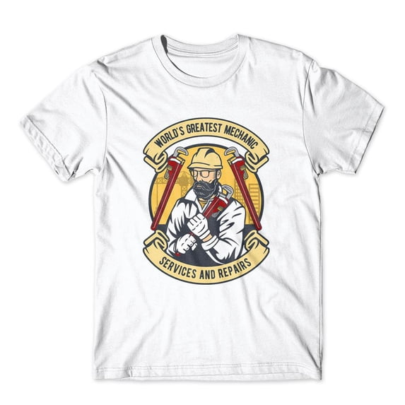 Mighty Circus World's Greatest Mechanic T-Shirt 100% Cotton Premium Tee NEW - White, Double Extra Large