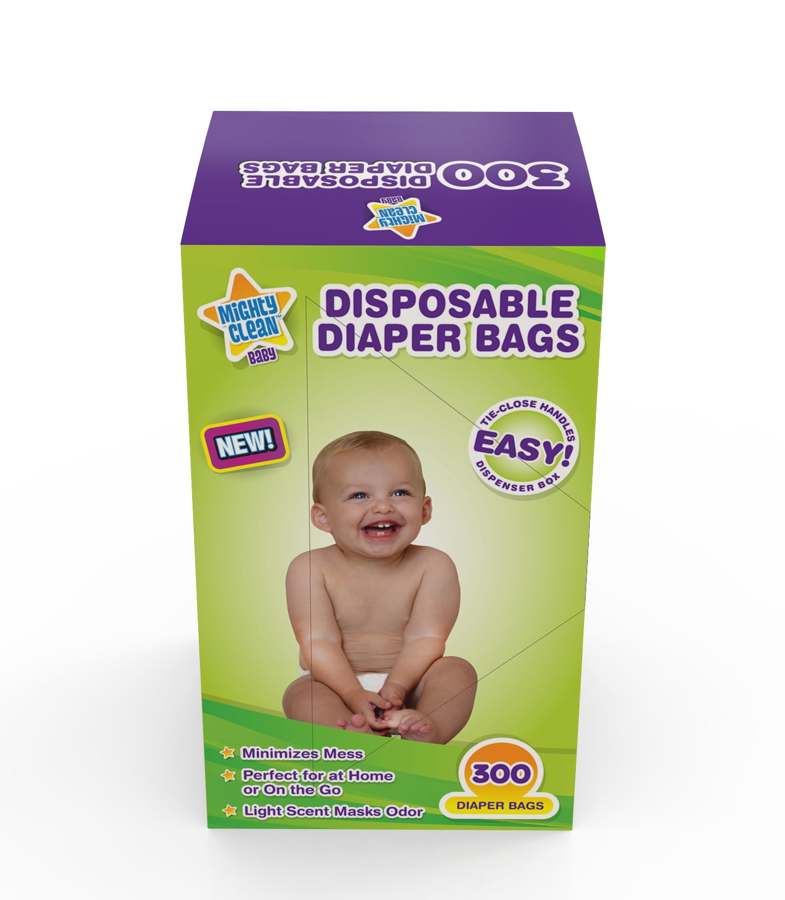 Mighty Clean Baby Disposable Diaper Bags Blue Plastic Bags with Tie