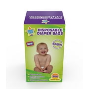 Mighty Clean Baby Disposable Diaper Bags - Blue Plastic Bags with Tie Close Handles for Baby Waste, 300 Count