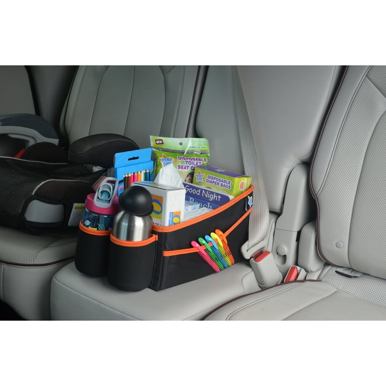 Mighty Clean Car Storage Organizer - Use in The Trunk, or Front or Back  Seat with 8 Side Pockets + 2 Cup Holders for Kids Toys, Books, Drinks