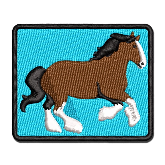 Mighty Clydesdale Horse Applique Multi-Color Embroidered Iron-On Patch - 2.0 Inch Mini