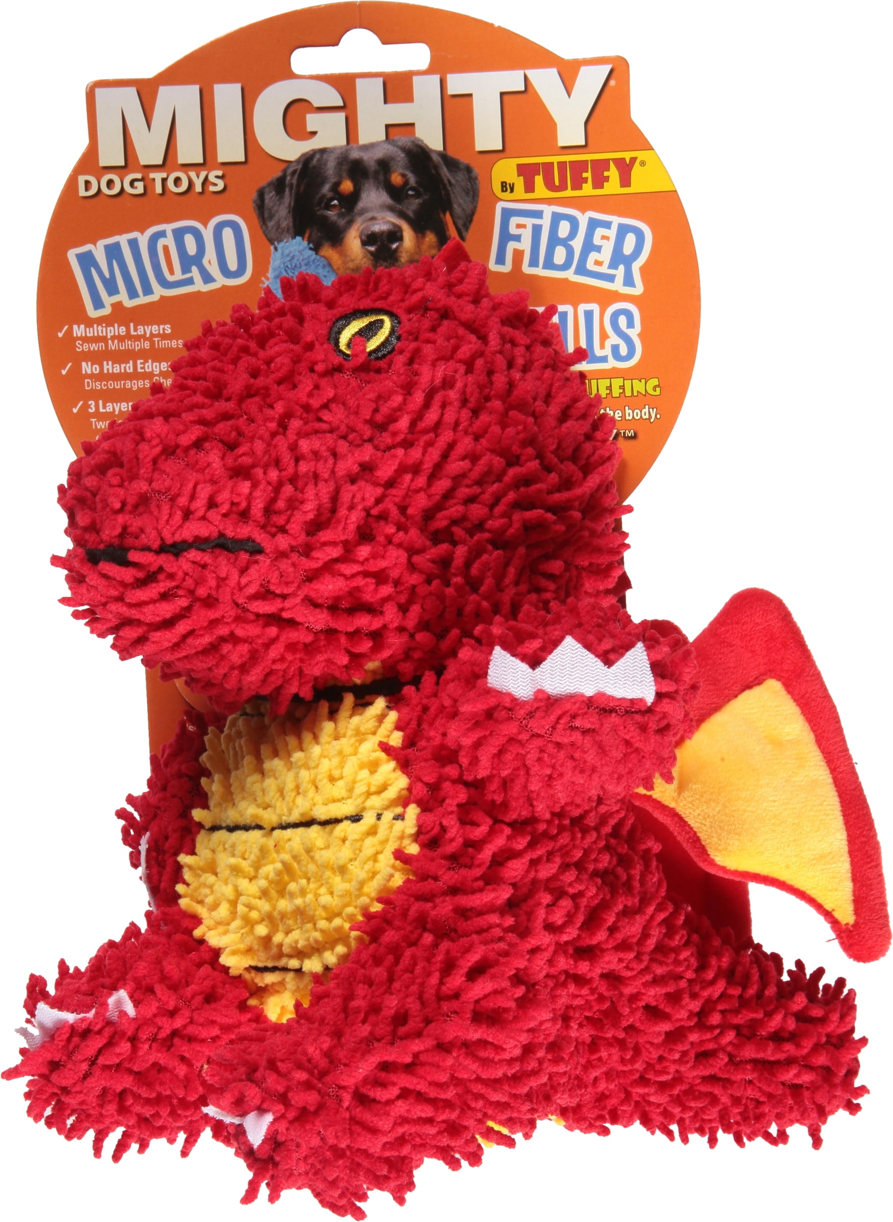 Mighty Microfiber Ball Dragon Red Durable Plush Dog Toy