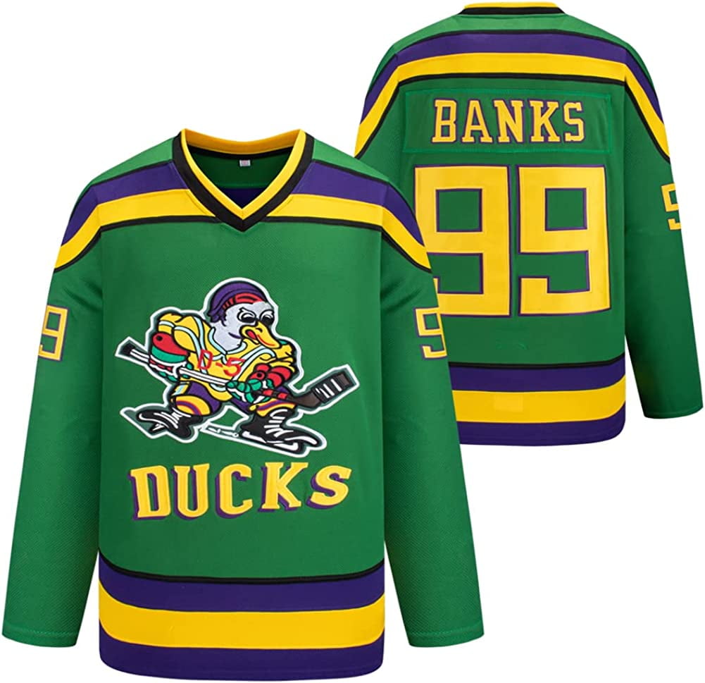  Adult Mighty Ducks Hockey Green Jersey : Sports & Outdoors