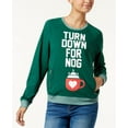 thumbnail image 1 of Mighty Fine DOE Juniors' Turn Down for Nog Raglan Sweatshirt (Green, M), 1 of 1