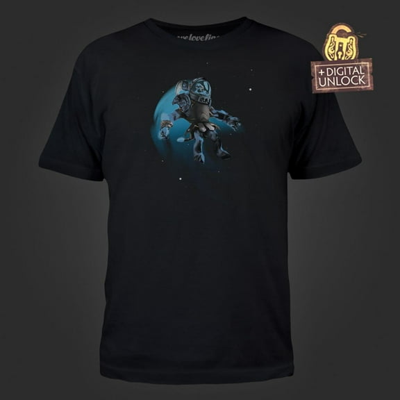 Mighty Fine DOTA 2 Space Cow Men's Black Tee XX-Large with Digital Unlock Code Male