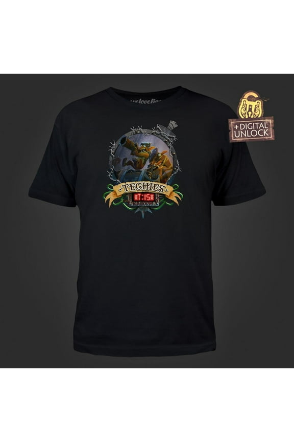 Mighty Fine DOTA 2 Techies KaBOOM! Men's Black Tee Large with Digital Unlock Code Male