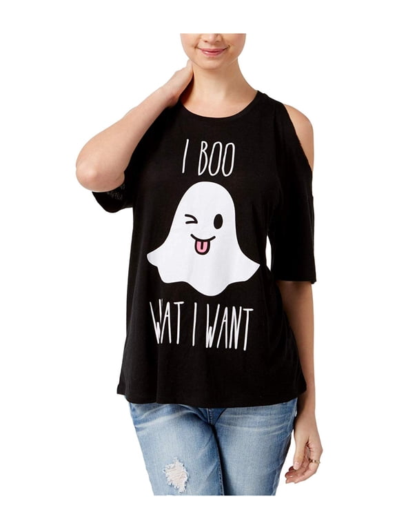 Juniors Boo Ghost Graphic Top Black L