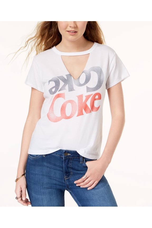 Juniors Coke Graphic Print Choker T-Shirt White XS