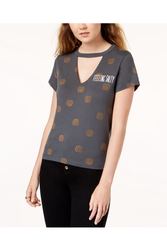 Juniors Feeling Salty Graphic Print Choker T-Shirt Charcoal L