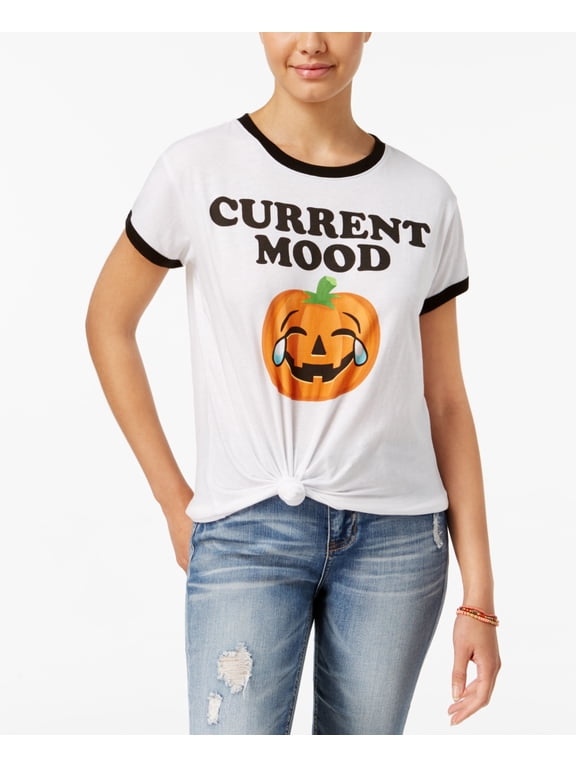 Juniors Pumpkin Graphic T-Shirt White M