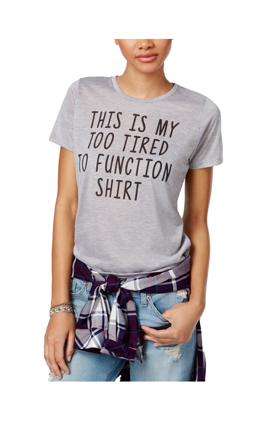 Juniors' Too Tired Graphic T-Shirt (Heather Grey, S)