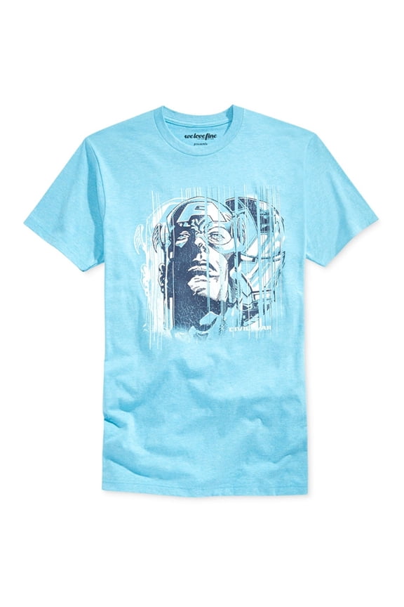 Mens Capt. America & Ironman Graphic T-Shirt, Blue, Large