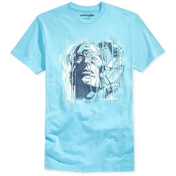 Mighty Fine Mens Capt. America & Ironman Graphic T-Shirt, Blue, Small