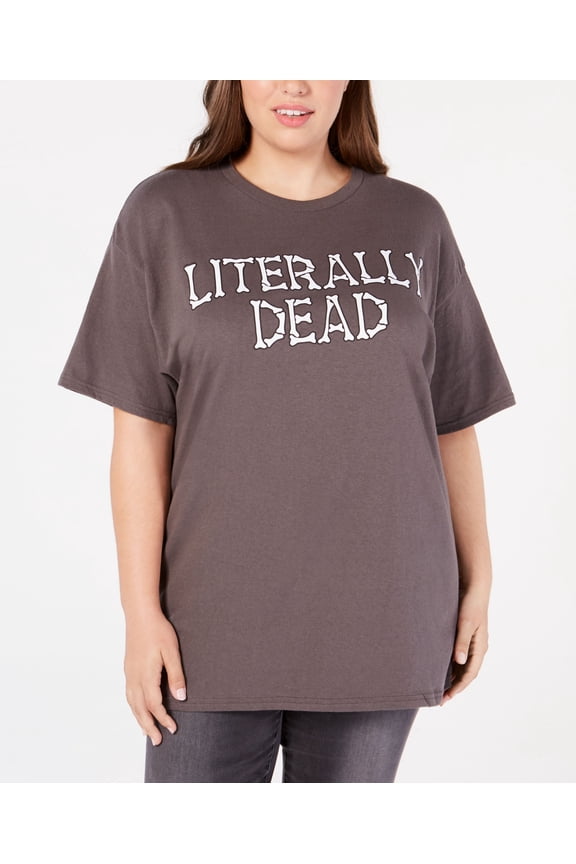 Plus Size Cotton Literally Dead T-Shirt Charcoal 2X