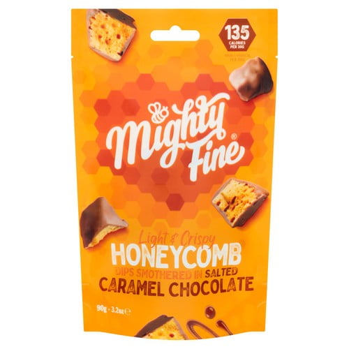Mighty Fine Salted Caramel Chocolate Honeycomb Dips 90g, British Import (Pack of 3)