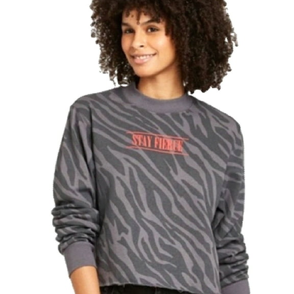 Mighty Fine Stay Fierce Junior/Womens Crop Gray Sweatshirt - size XS