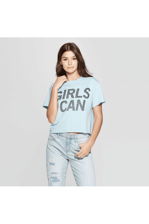 Women's Short Sleeve Girls' Can T-Shirt - Blue - (X-Large)