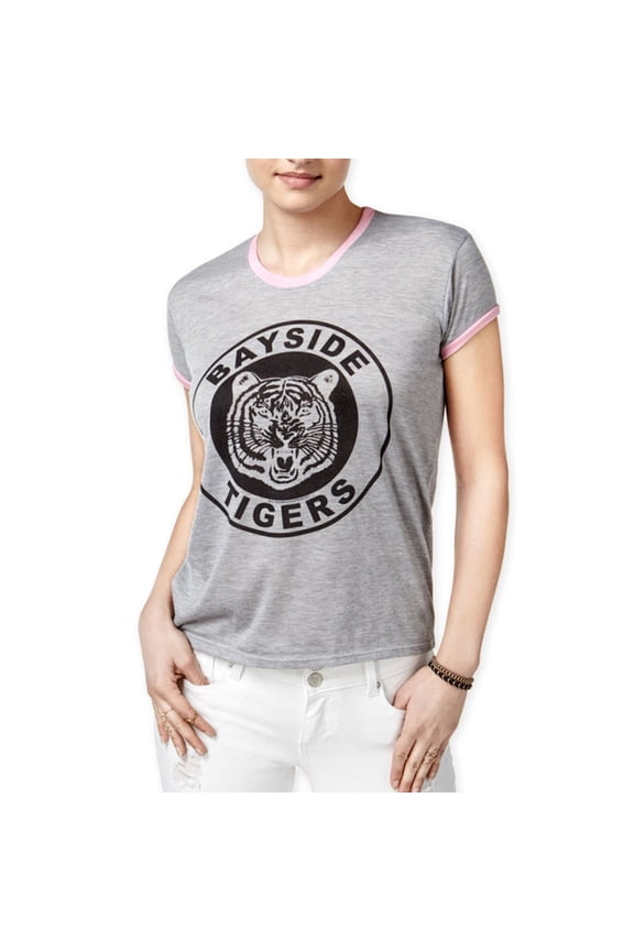 Womens Bayside Tigers Ringer Graphic T-Shirt, Grey, Juniors, Medium
