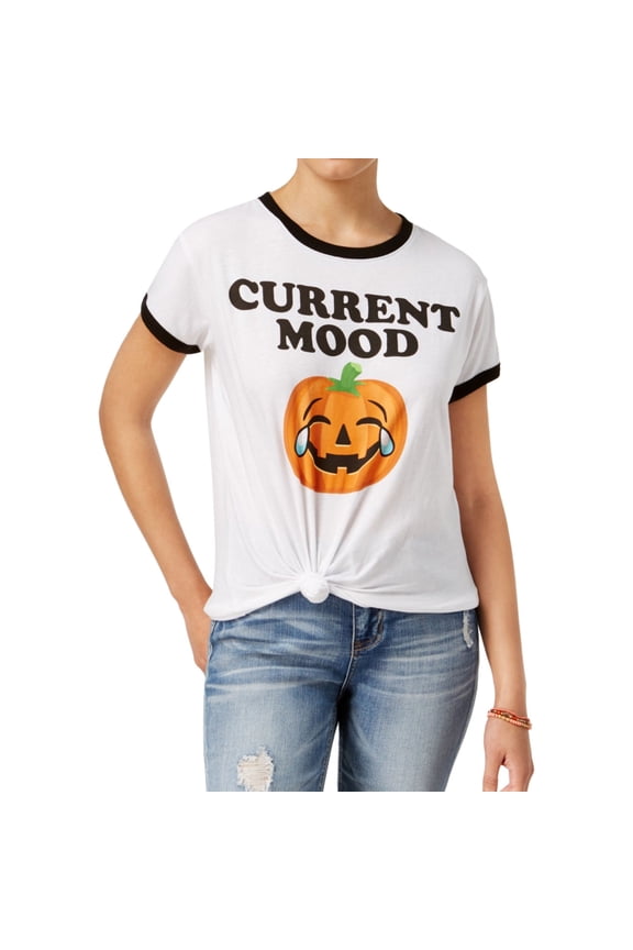 Womens Current Mood Graphic T-Shirt, White, Juniors, X-Large
