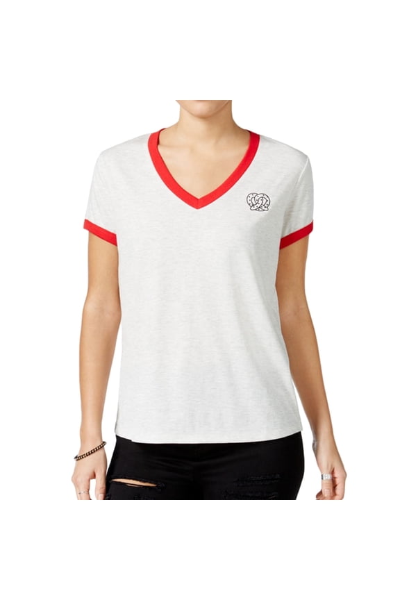 Womens Embroidered Graphic T-Shirt, Grey, Juniors, X-Small