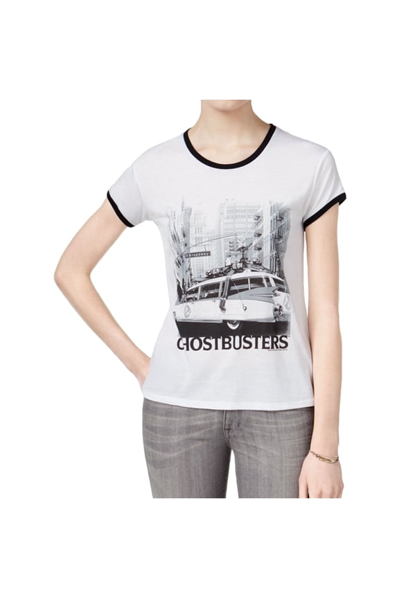 Womens Ghostbusters Ringer Graphic T-Shirt, White, Juniors, X-Small