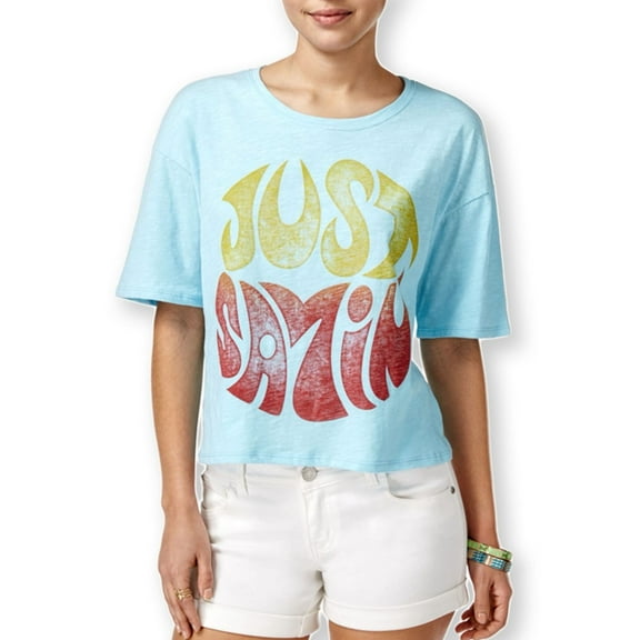 Mighty Fine Womens Just Sayin' Graphic T-Shirt, Blue, Juniors, X-Small