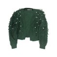 thumbnail image 1 of Mighty Fine Womens Lumpy Green Pearl Knit Short Cardigan Sweater X-Small, 1 of 2