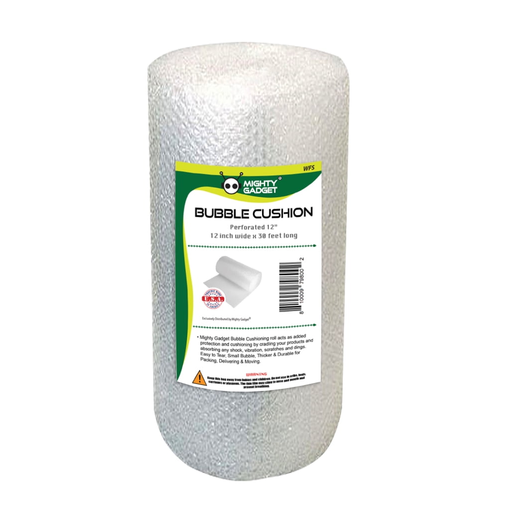 Mighty Gadget Water Resistant Standard Bubble Cushioning Wrap Roll, Clear