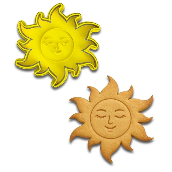 Mighty Gadget Celestial Sun Cookie Cutter & Stamp Set - 4x3.95 Inches, Perfect for Sun-Themed Baking and Crafts