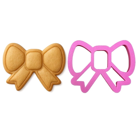 Mighty Gadget Classic Hair Bow Cookie Cutter - 4x3 Pink Ribbon Design