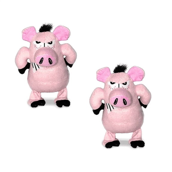 Mighty Jr Angry Animals Pig Durable Squeaky Plush Dog Toy, 2-Pack