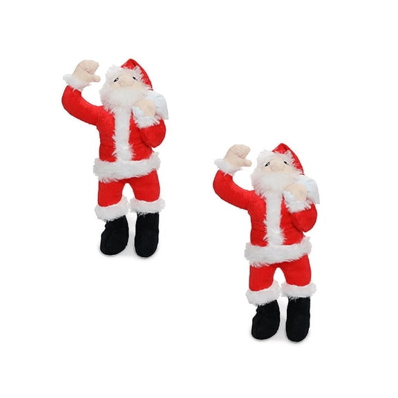 Mighty Jr Arctic Santa Durable Plush Squealy Dog Toy 2-Pack